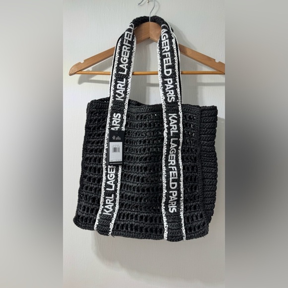 NWT KARL LAGERFELD PARIS Antibes Woven Straw Large Tote - Picture 1 of 3